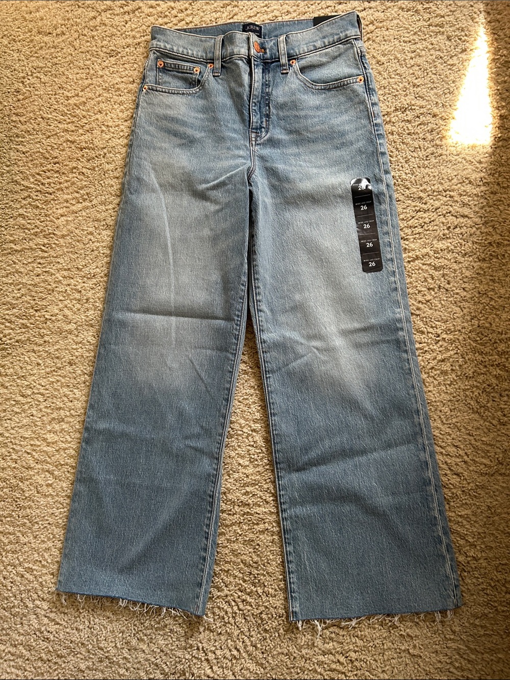 J Crew Light Wash Wide-Leg crop Jeans 26